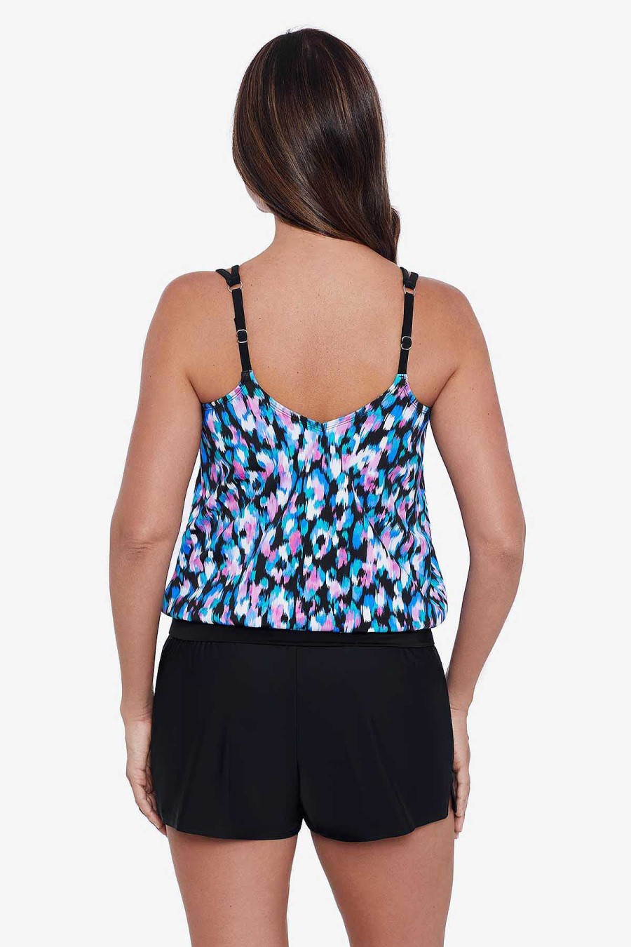 Swim Longitude | V-Neck Blouson Ring Tankini Eternal Flame Multi