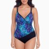 Swim Longitude | Lingerie Surplice Long Torso One Piece Swimsuit Basic Instinct Blue