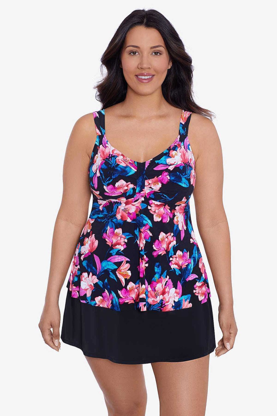 Swim Longitude | Lily Tankini Top Primavera Black/Multi