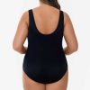 Swim Longitude | Plus Size Tassel Surplice Long Torso One Piece Swimsuit Canton Blue