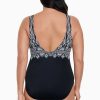 Swim Longitude | Scoopback Highneck Long Torso One Piece Swimsuit Lace Affair Black/White