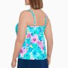 Swim Longitude | Plus Size Knotted Flyaway Tankini Top Hidden Garden Multi