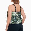 Swim Longitude | Plus Size High Neck Blouson Tankini Top W/ Mesh Inserts Wild Leaf Multi