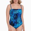 Swim Longitude | Side Shirred Bandeau Long Torso Swimsuit Natural Riches Blue