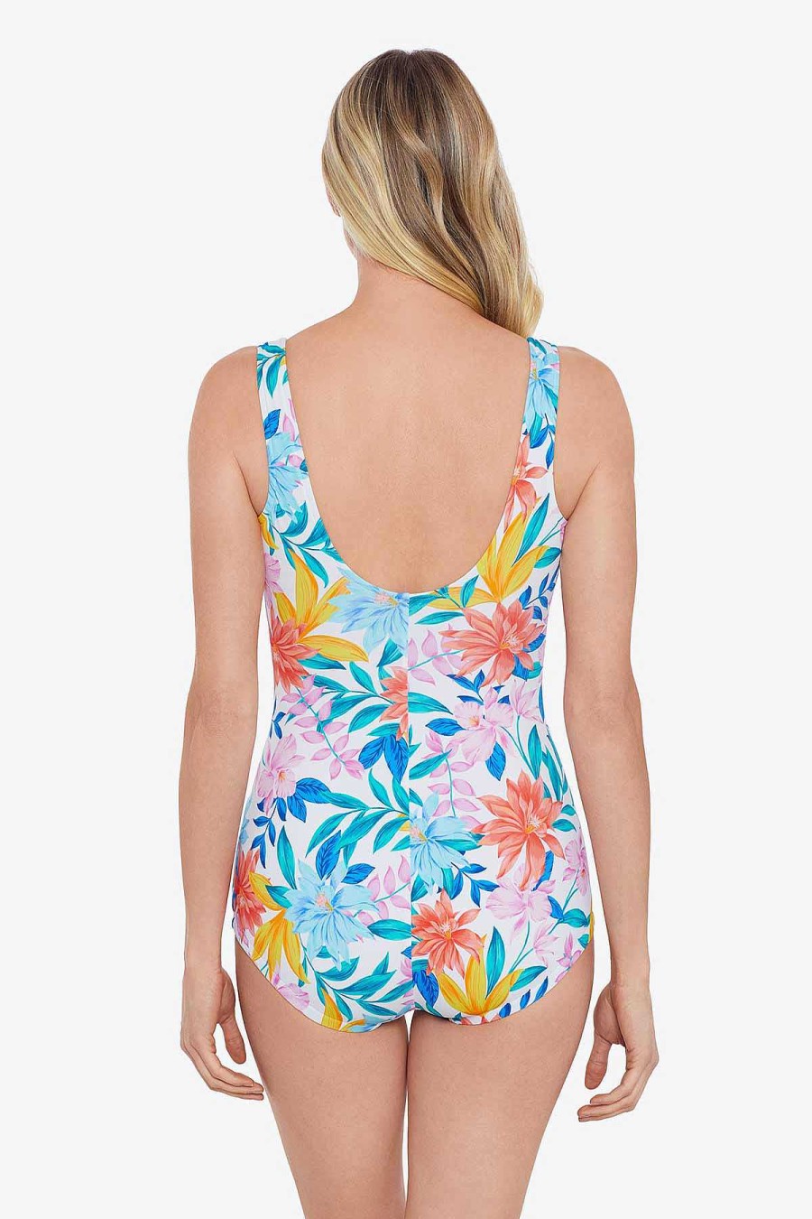 Swim Longitude | Ruffle Neck Girl Leg Tropical Breeze Multi