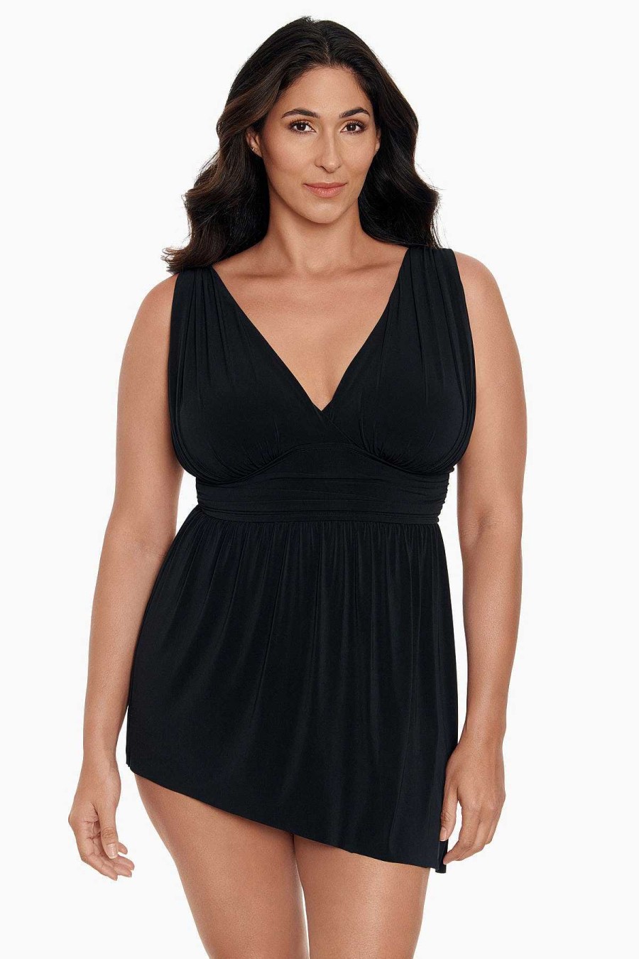 Swim Longitude | Goddess Flyaway Long Torso Swim Dress Tie Black