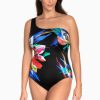 Swim Longitude | Panel Strappy One Shoulder Long Torso One Piece Swimsuit From Rio Xo Multi