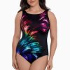 Swim Longitude | Panel Scoopback Highneck Tank Long Torso One Piece Swimsuit Hard Candy Multi