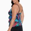 Swim Longitude | Plus Size Long Torso Ruffle Skirtini Ferntasy Multi