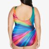 Swim Longitude | Plus Size Panel Scoopneck Tank Long Torso One Piece Swimsuit Twisted Ways Multi