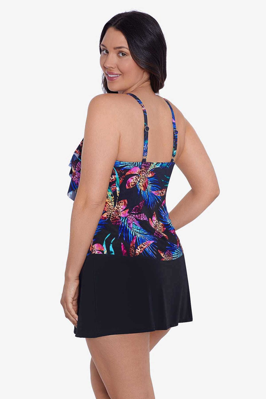 Swim Longitude | Lena Tankini Top Leopard Lily Black/Multi