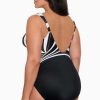 Swim Longitude | Plus Size Panel Scoop Neck Tank W/Hardware Dangerous Curves Black/Gold