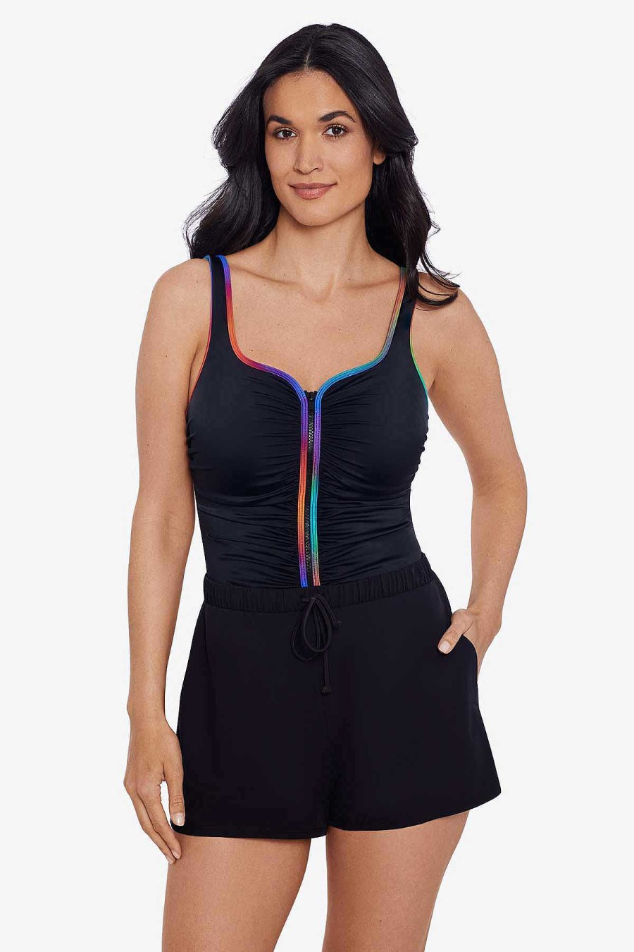 Swim Longitude | Zip Run Around One Piece Swimsuit Colorful Behavior