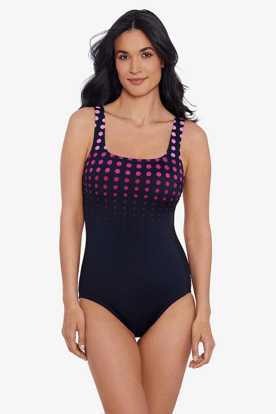 Swim Longitude | Scoop Tank One Piece Swimsuit Going In Circles Pink