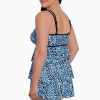 Swim Longitude | Triple Tier Long Torso Swim Dress Spotty Skin Turquoise