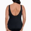 Swim Longitude | Fan Tank Long Torso One Piece Swimsuit Party Animal Black/Silver