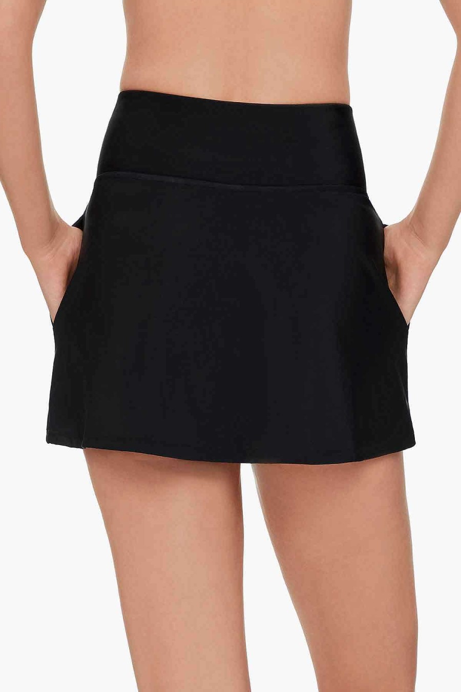 Swim Longitude | Yoga Waist Skirt With Pockets Swim Bottom Black