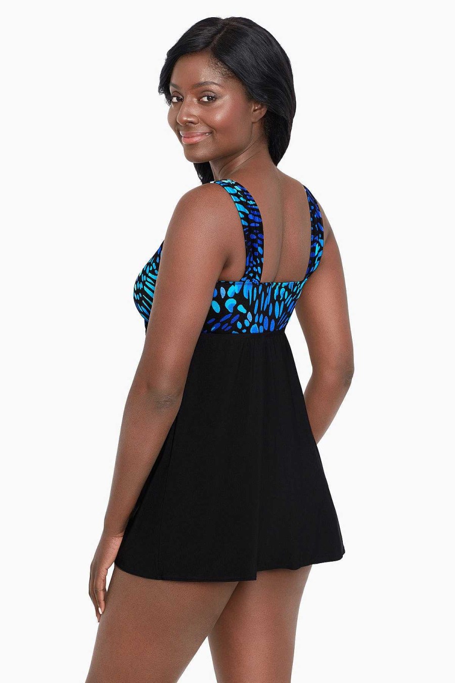 Swim Longitude | Tie Front Swim Dress Sunshower Blue