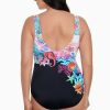 Swim Longitude | Panel Scoopback Highneck Long Torso One Piece Swimsuit Underwater Goddess Multi