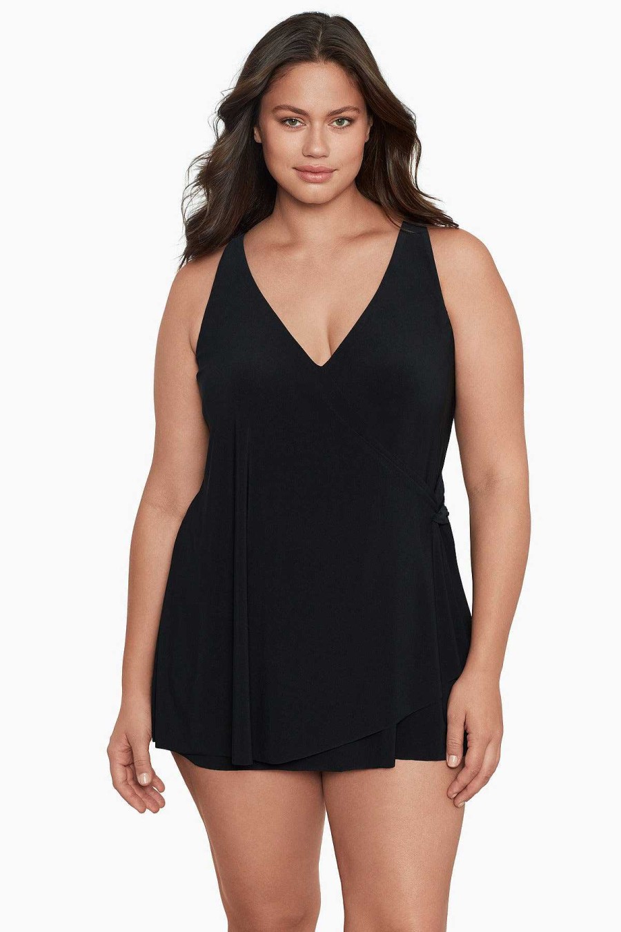 Swim Longitude | Plus Size One Piece Swimdress Lola Black