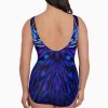 Swim Longitude | Panel Scoopback Highneck Long Torso One Piece Swimsuit Double Take Purple