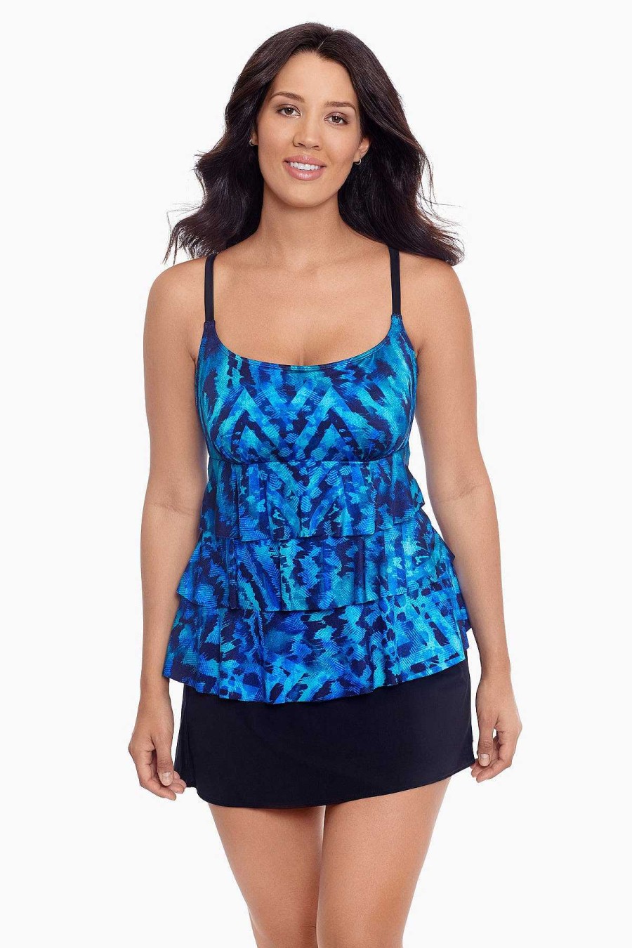 Swim Longitude | Long Torso Skirtini W/ Pockets Purrfect Skin Blue