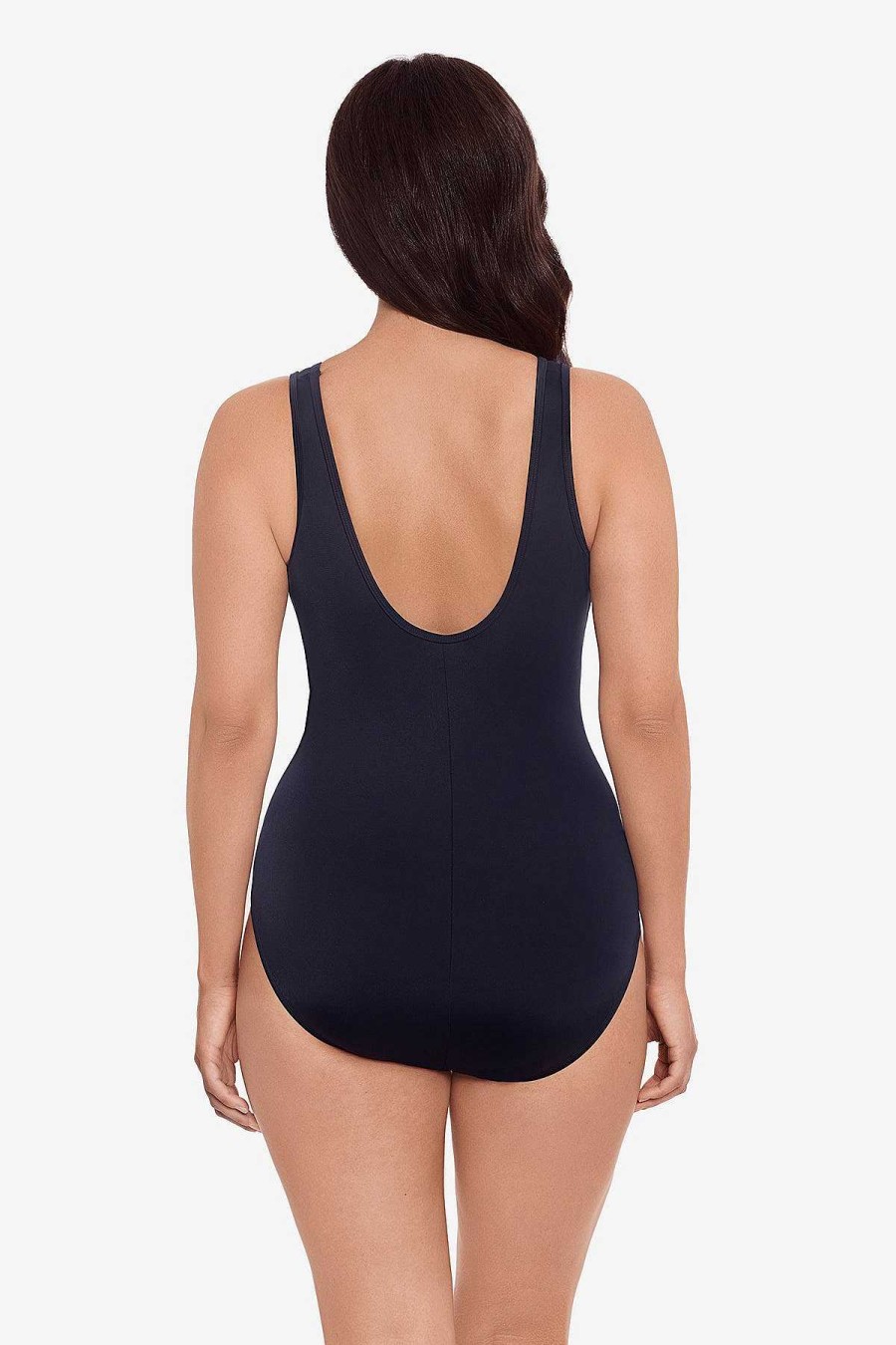 Swim Longitude | Mesh Scoopback Highneck Long Torso One Piece Swimsuit Colorblock Black/White