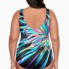 Swim Longitude | Plus Size Panel Scoopneck Tank Long Torso One Piece Swimsuit Floral Burst Multi