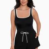 Swim Longitude | Sport Jogger Scoop Tank One Piece Swimsuit Colorblock Black/White