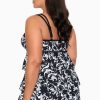 Swim Longitude | Plus Size Triple Tier Swim Dress Caprice Black/White