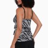 Swim Longitude | Ruffle Long Torso Faux Shortini W/ Pockets Animal Instinct Black/White