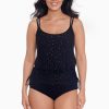 Swim Longitude | Side-Ruched Blouson Long Torso One Piece Swimsuit Twinkle Twinkle Black/Gold