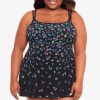 Swim Longitude | Plus Size Princess Seam Swim Dress Fable Floral Multi