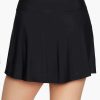 Swim Longitude | Plus Size Skort With Zip Pocket Swim Bottom Black