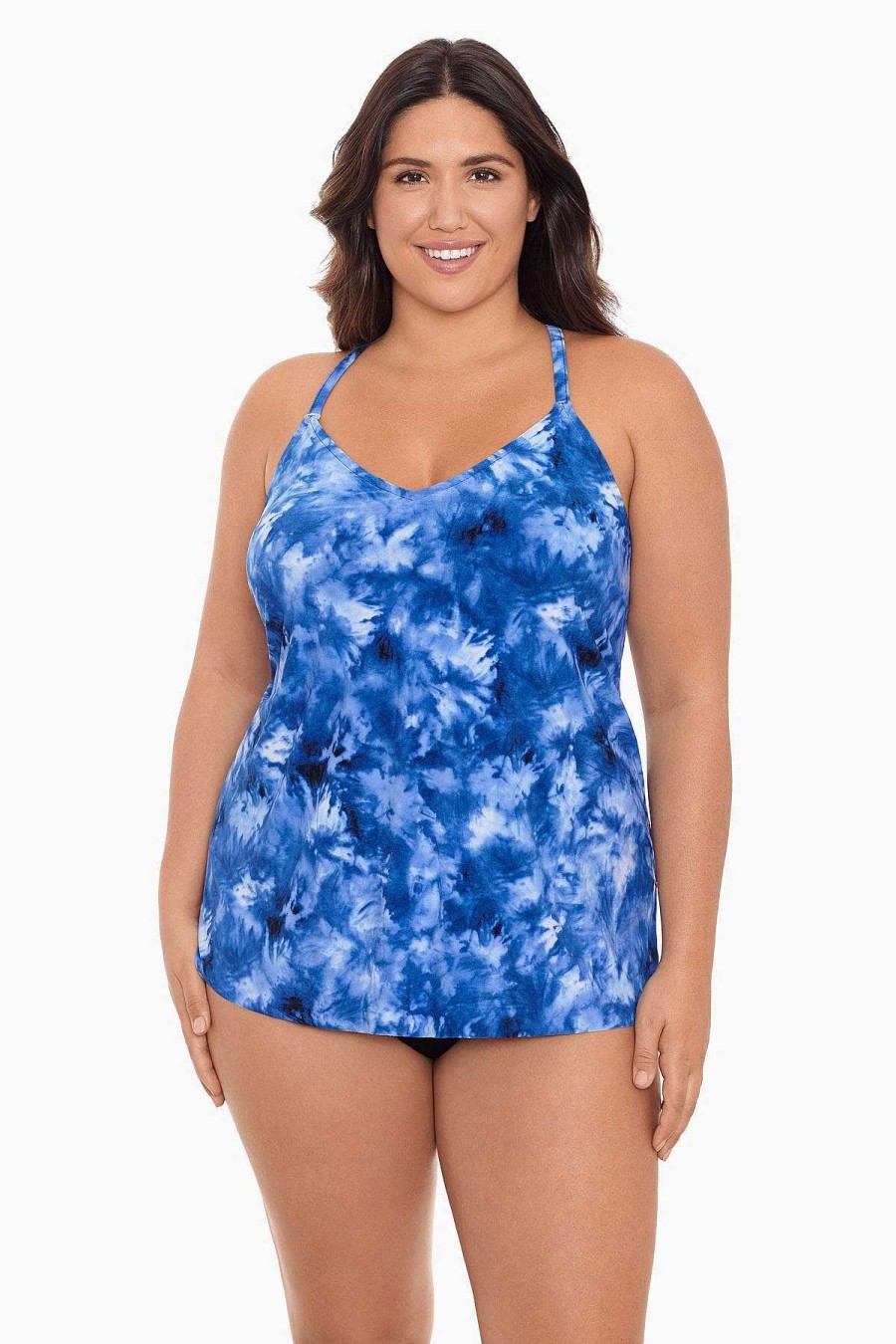 Swim Longitude | Plus Size Bili Tankini Top Shibori Dream Blue