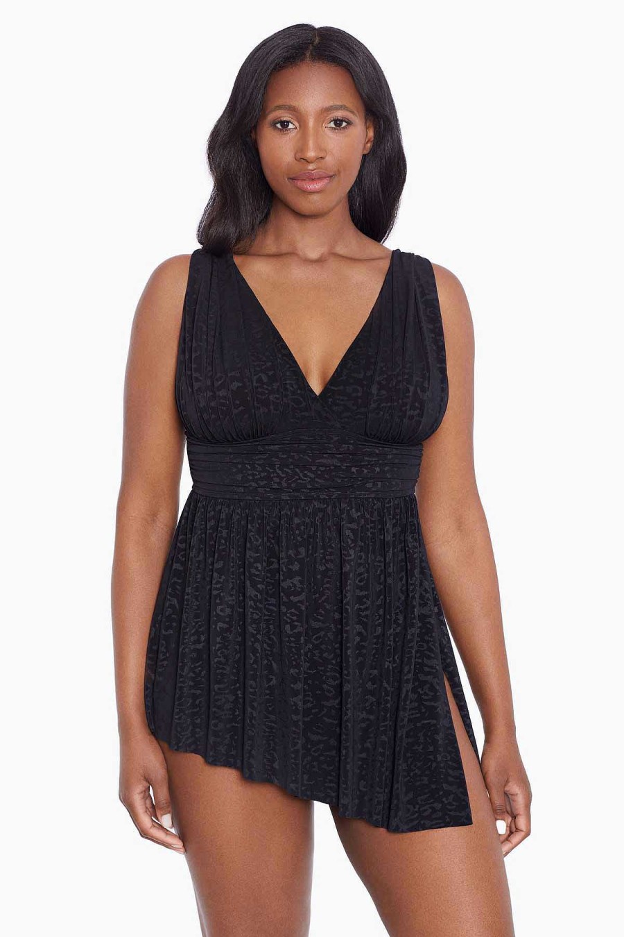 Swim Longitude | Goddess Flyaway Long Torso Swim Dress Boss Lady Black