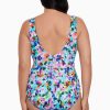 Swim Longitude | Ruffle Surplice Long Torso One Piece Swimsuit Blooming Bouquet Multi