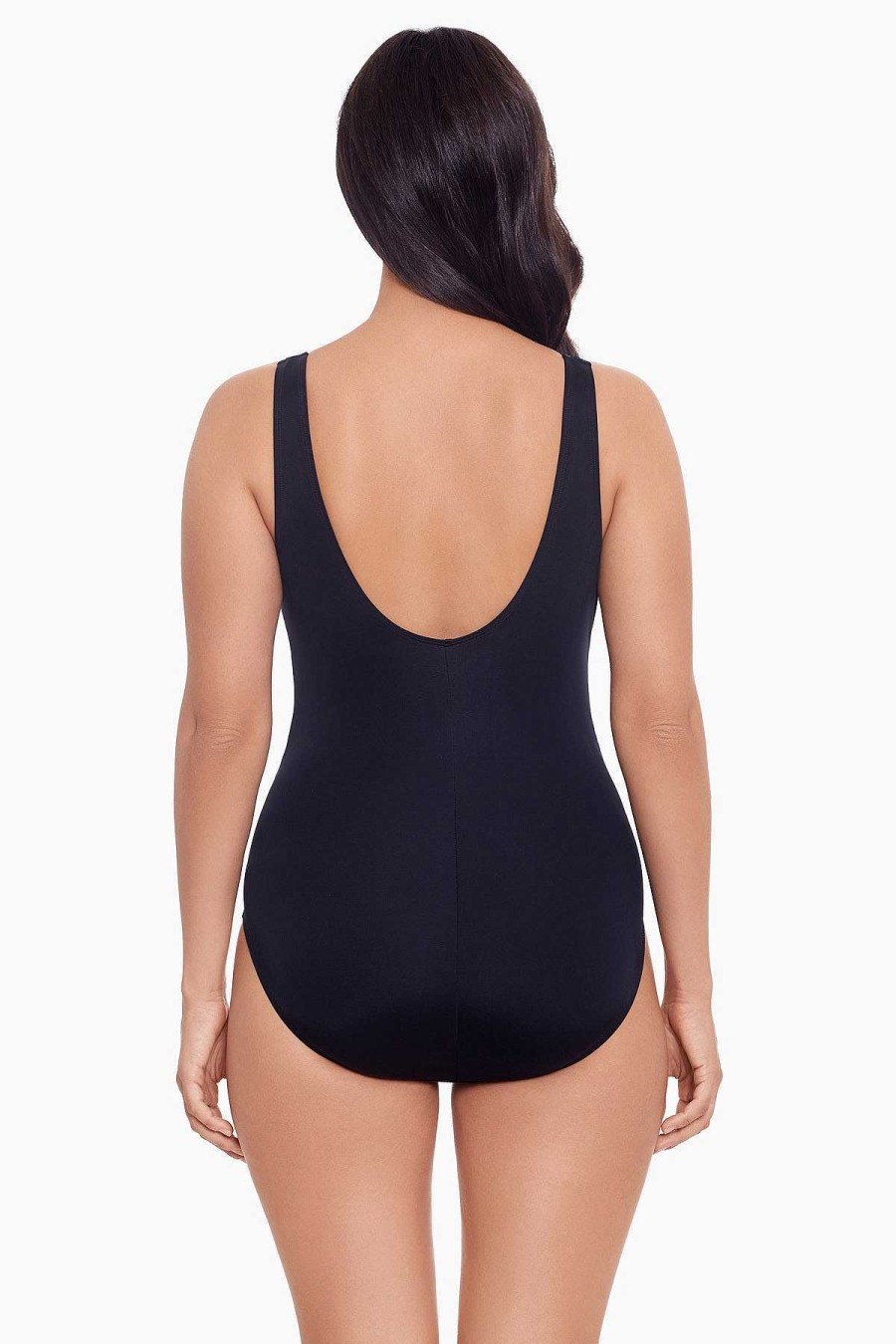 Swim Longitude | Ruched Sash Tank Long Torso One Piece Swimsuit Blue