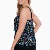 Swim Longitude | Double Ruffle Long Torso Faux Skirtini W/ Pockets Mucho Floral Multi