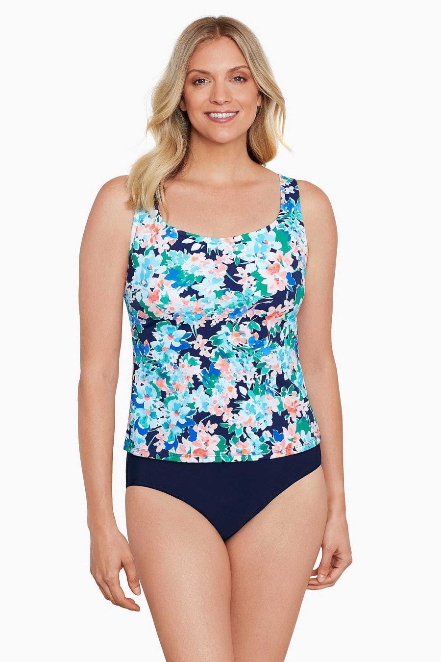 Swim Longitude | Mastectomy Basic Tankini Top Ditsy Days Multi