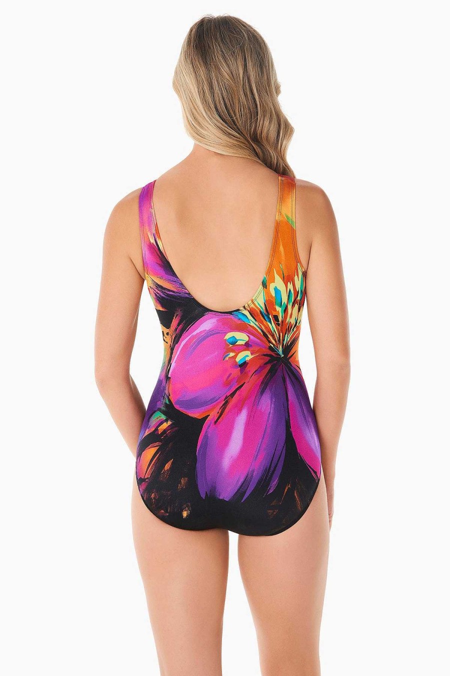 Swim Longitude | Scoopneck Tank Long Torso One Piece Swimsuit Fiesta Multi