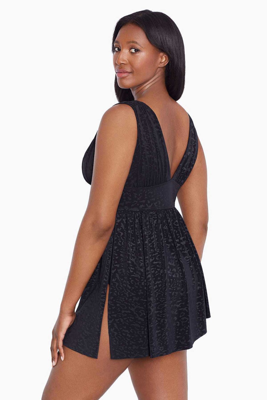 Swim Longitude | Goddess Flyaway Long Torso Swim Dress Boss Lady Black