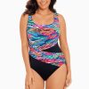 Swim Longitude | Sash Wrap Tank Long Torso One Piece Swimsuit Playing Koi Multi