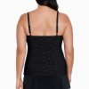 Swim Longitude | Faux Ruffle Long Torso Skirtini W/Pockets Swim Dress Night Stars Black/Gold