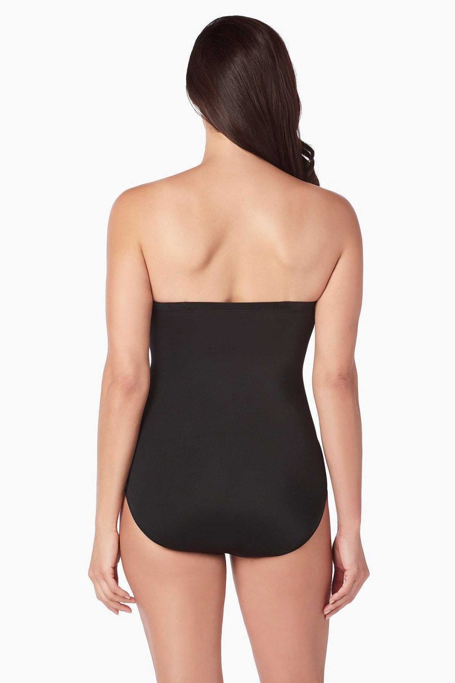 Swim Longitude | Double Drape Bandeau Long Torso One Piece Swimsuit Bombay