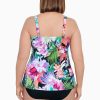 Swim Longitude | Plus Size Triple Tier Tankini Top Lush Life Black/Multi