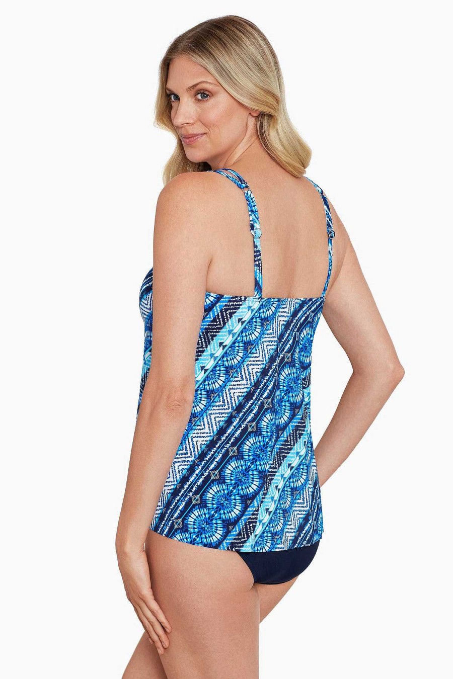 Swim Longitude | Pleated Front Tankini Top Swift Charm Navy/Multi