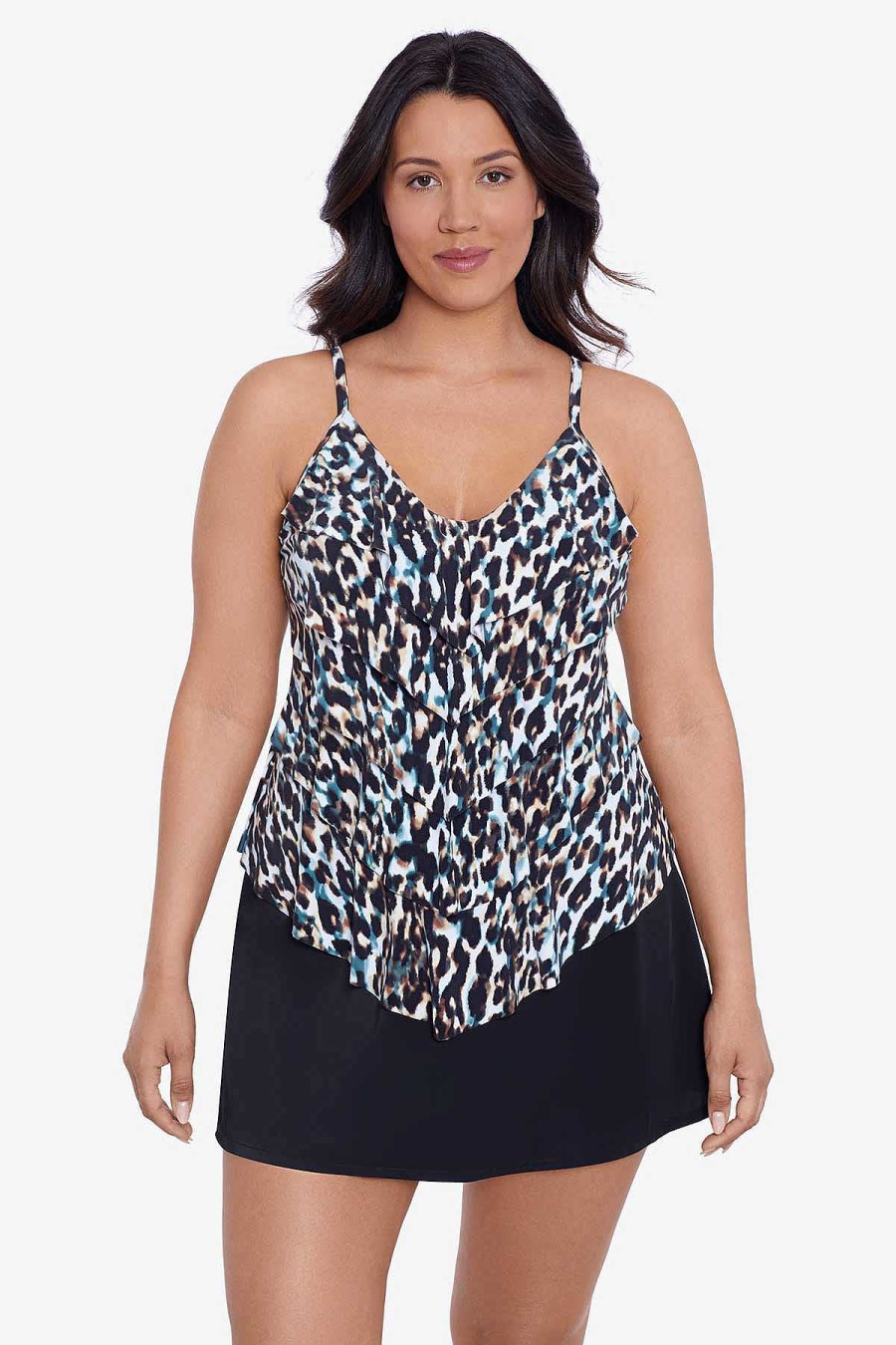 Swim Longitude | Rachel Tankini Top Leopard In The Mist Brown