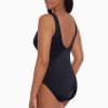 Swim Longitude | Mesh Highneck Long Torso One Piece Swimsuit Night Gala Black