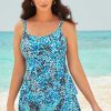 Swim Longitude | Triple Tier Long Torso Swim Dress Fanciful Blue